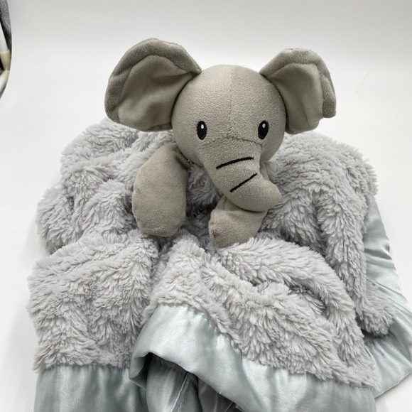 Everyday Kids Elephant Lovey Blanket Plush Satin Trim 30x30 Security Gray - Picture 1 of 4